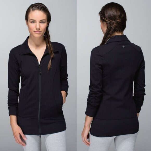 Lululemon Black Luon Full Zip Nice Asana Jacket - Picture 1 of 3